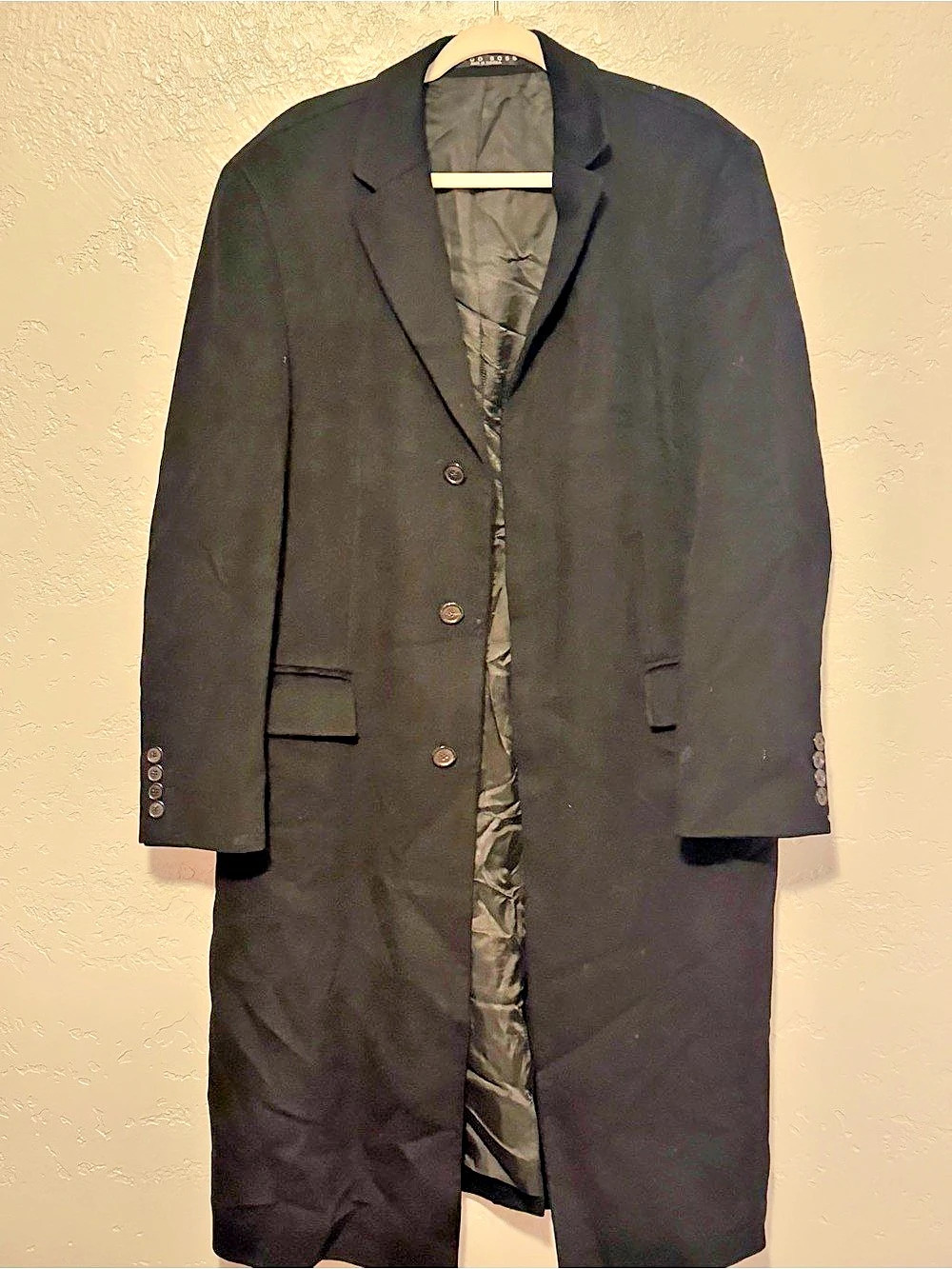 Hugo Boss Men's Black Cashmere Trench Coat Like New